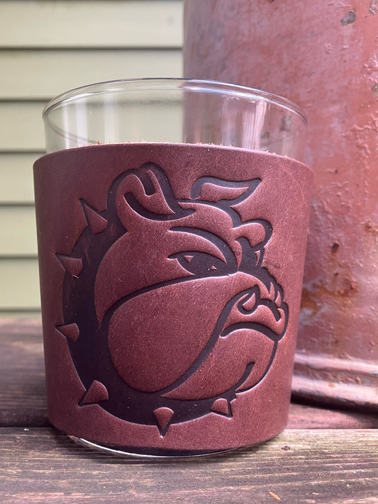 Leather Wrapped Whiskey Glass - Bulldog