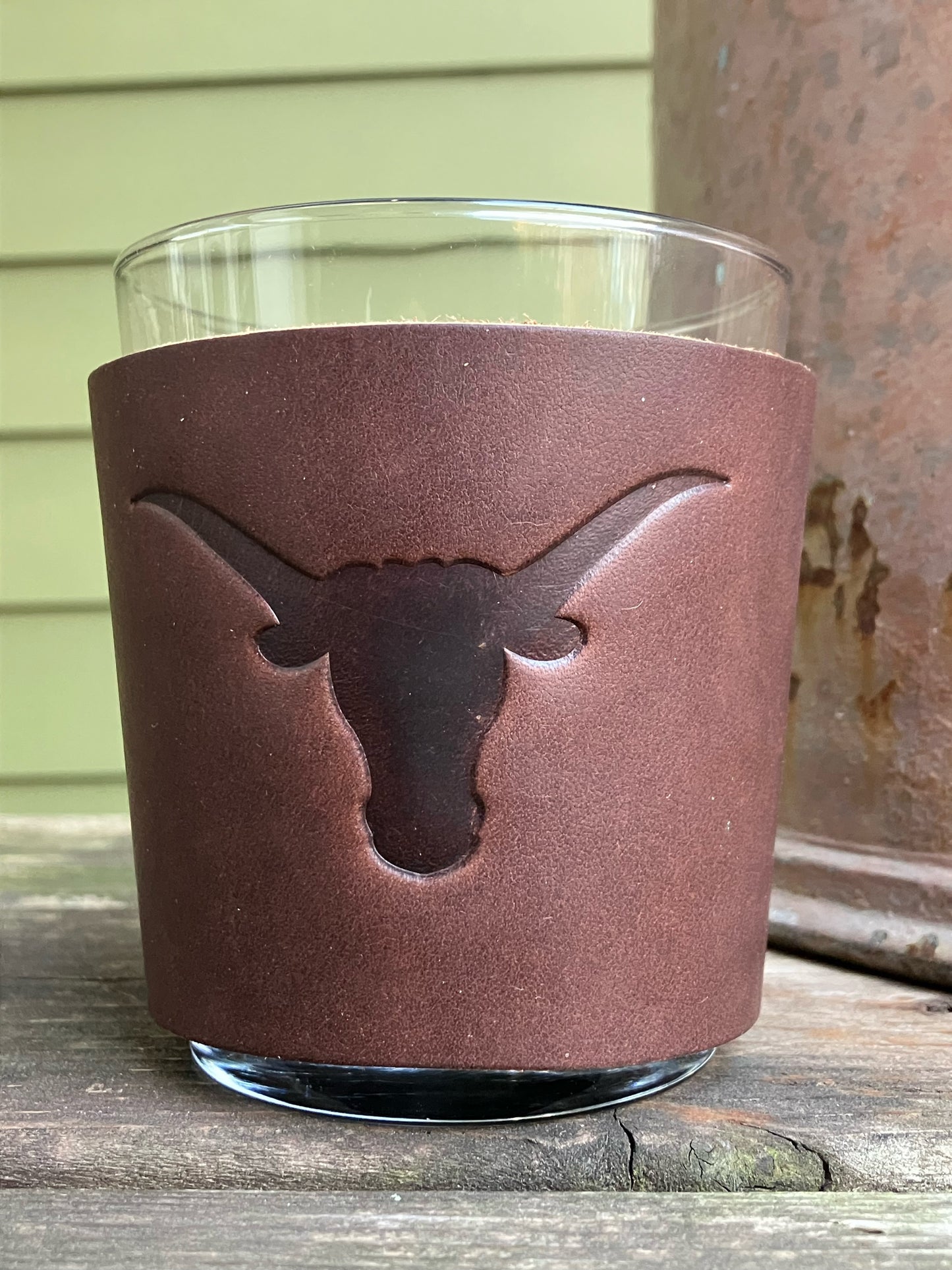 Leather Wrapped Whiskey Glass - Cattle