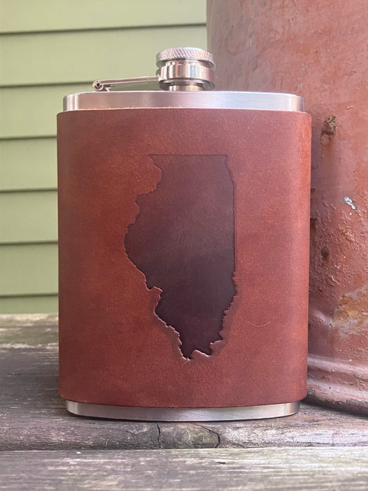 Leather Flask - Illinois