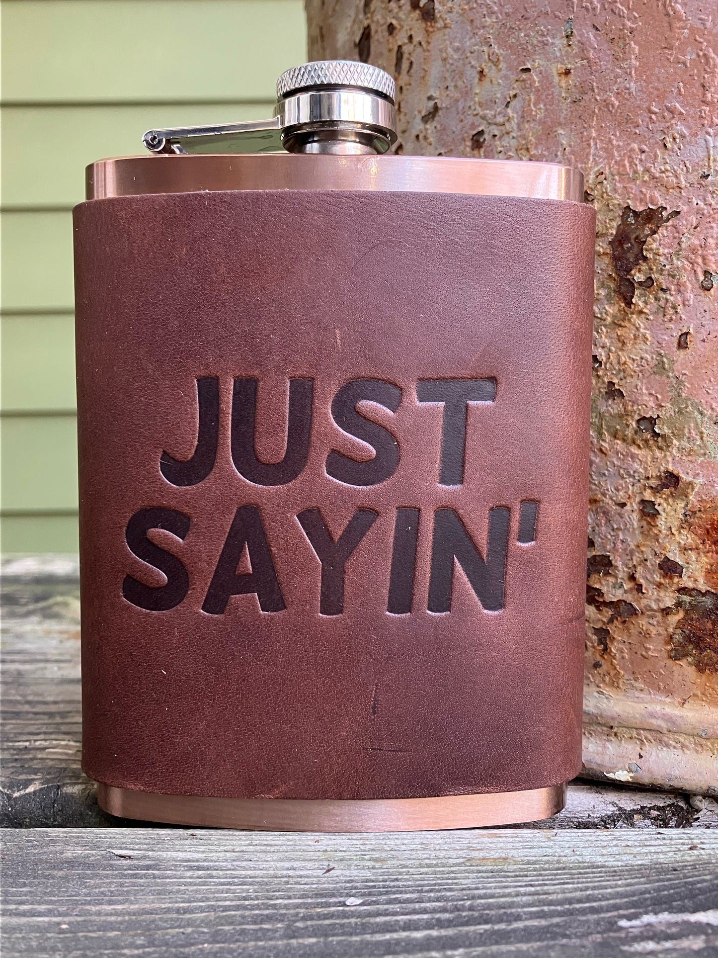 Leather Flask - Just Sayin'