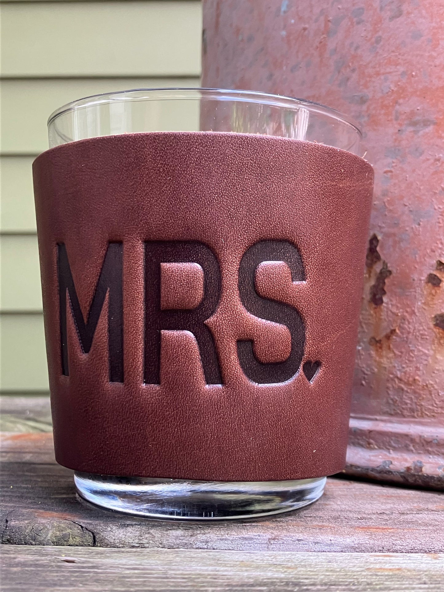 Leather Wrapped Whiskey Glass - Mrs.