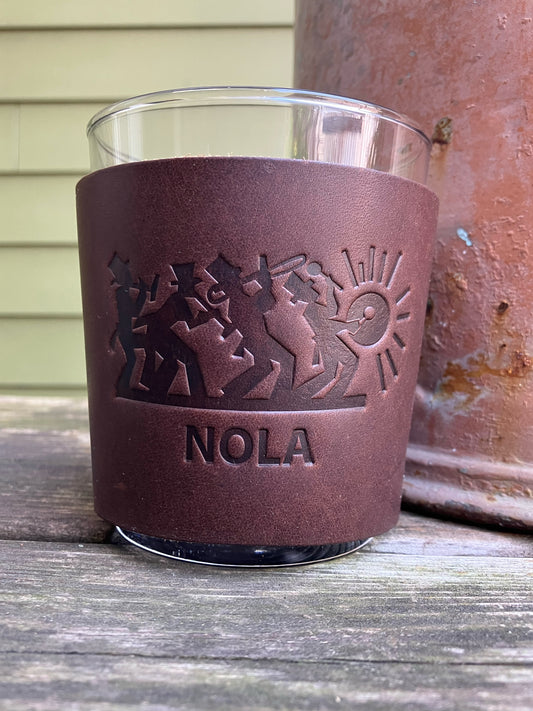 Leather Wrapped Whiskey Glass - New Orleans Second Line