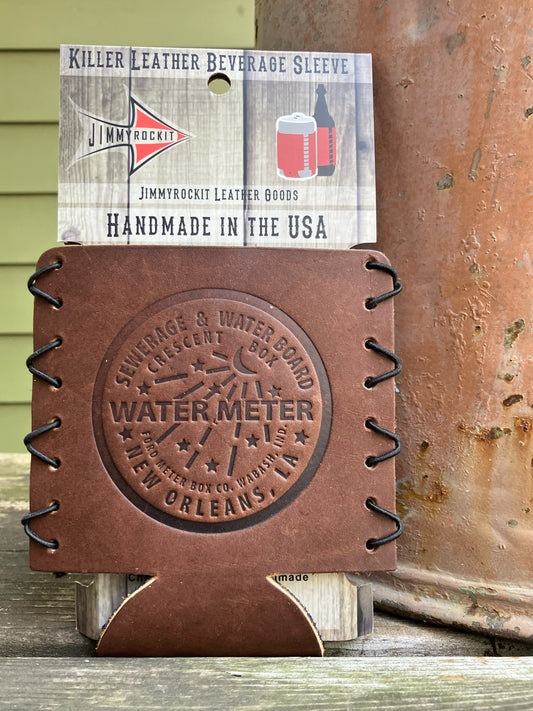 Leather Koozie - New Orleans Water Meter