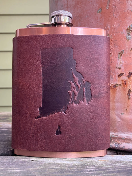 Leather Flask - Rhode Island