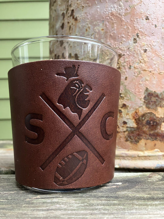 Leather Wrapped Whiskey Glass - South Carolina Football