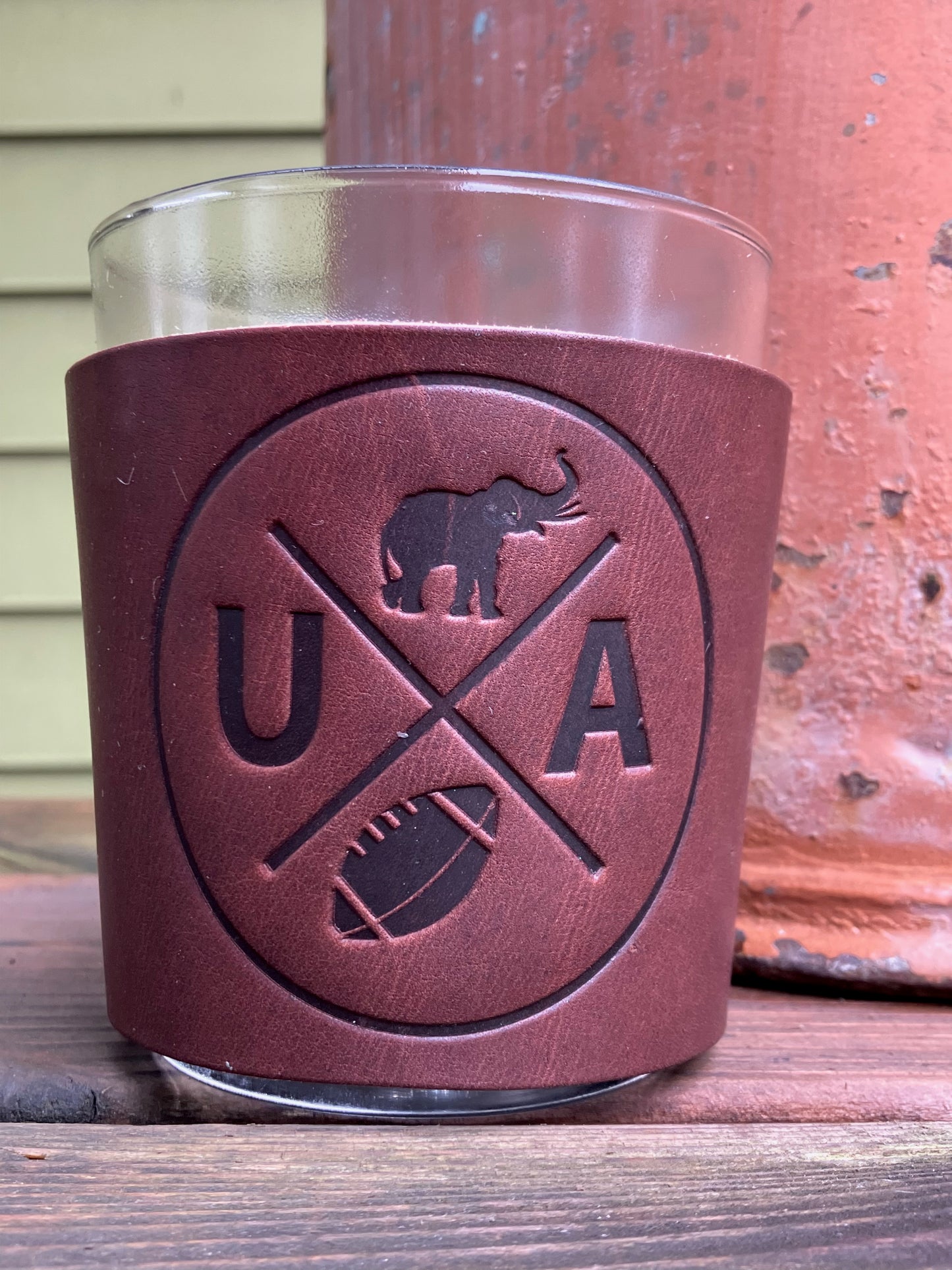 Leather Wrapped Whiskey Glass - Alabama Football