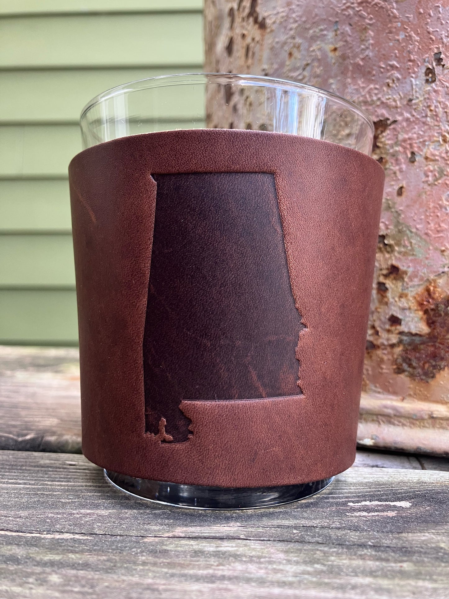 Leather Wrapped Whiskey Glass - Alabama