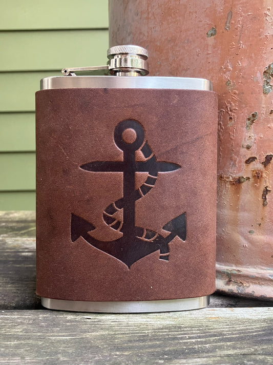 Leather Flask - Anchor