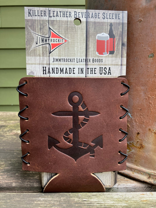 Leather Koozie - Anchor