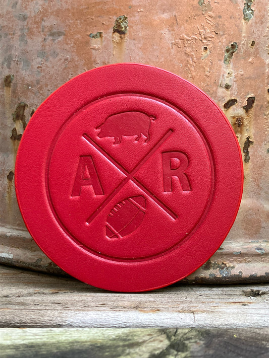 Leather Coaster - Arkansas Football