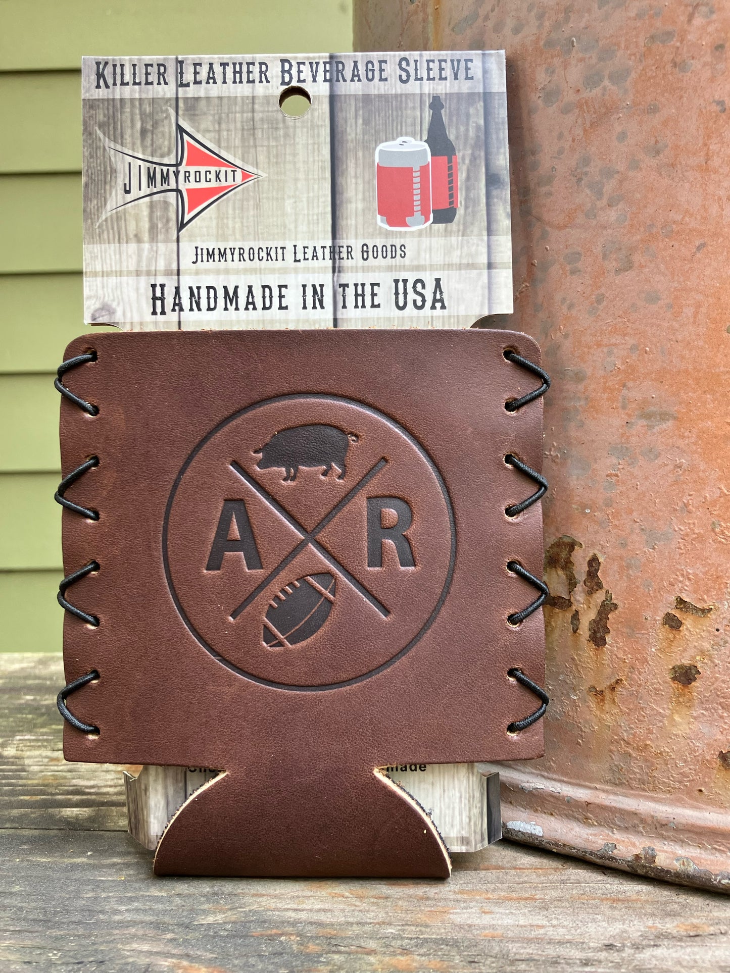 Leather Koozie - Arkansas Football