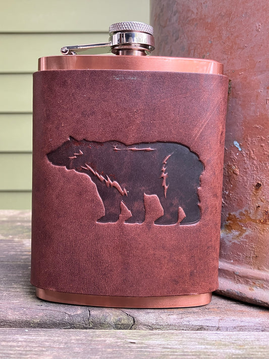 Leather Flask - Bear
