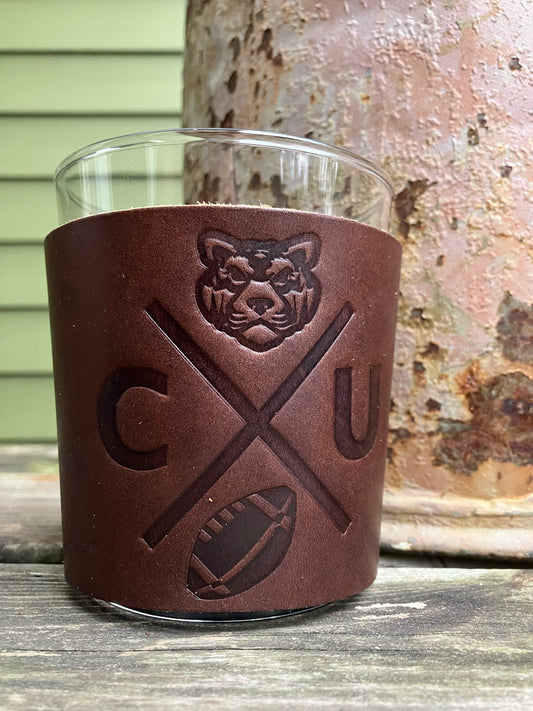 Leather Wrapped Whiskey Glass - Clemson Football