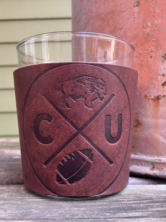 Leather Wrapped Whiskey Glass - Colorado Football
