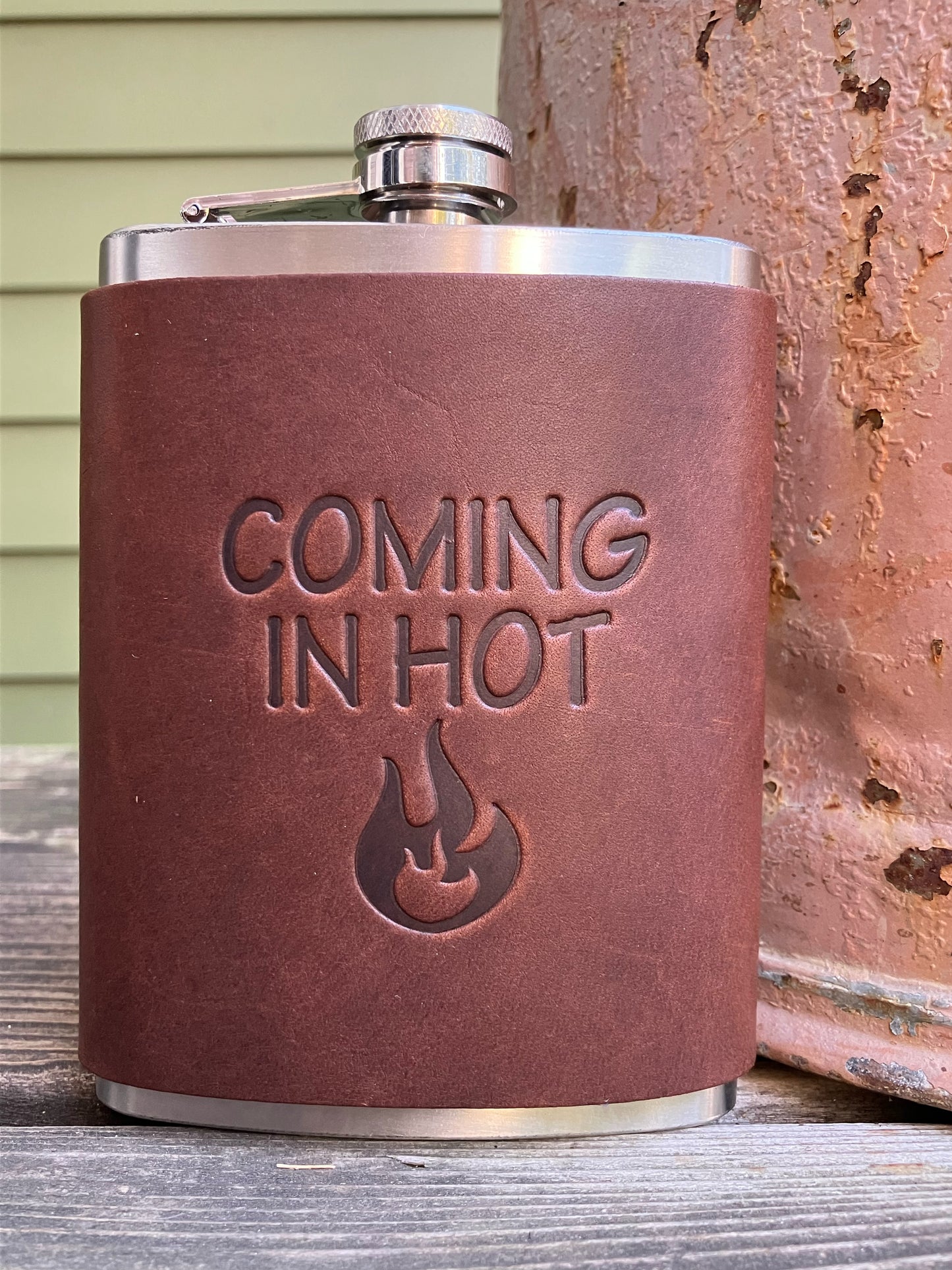 Leather Flask - Coming In Hot
