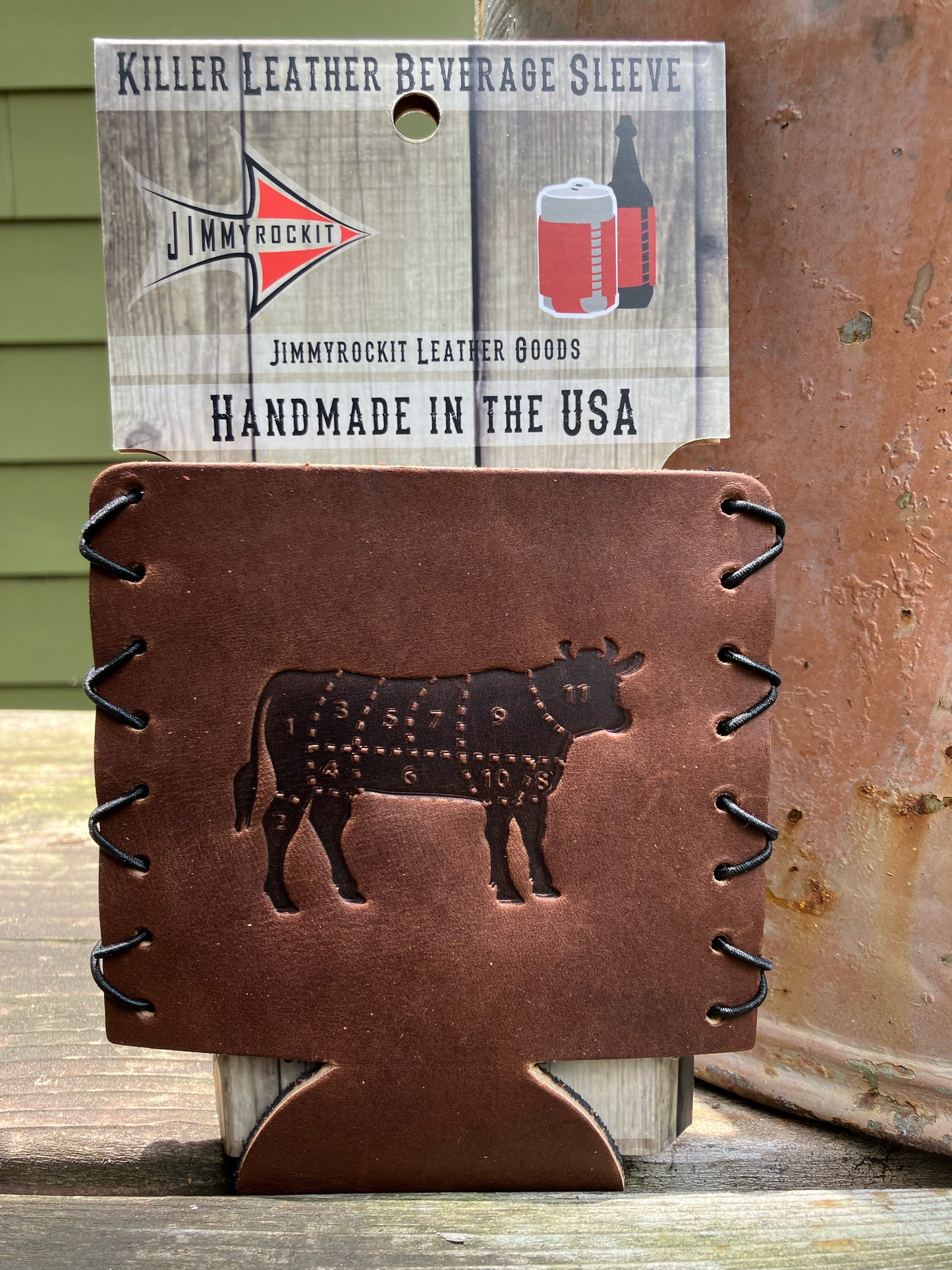 Leather Koozie - Cow Cuts