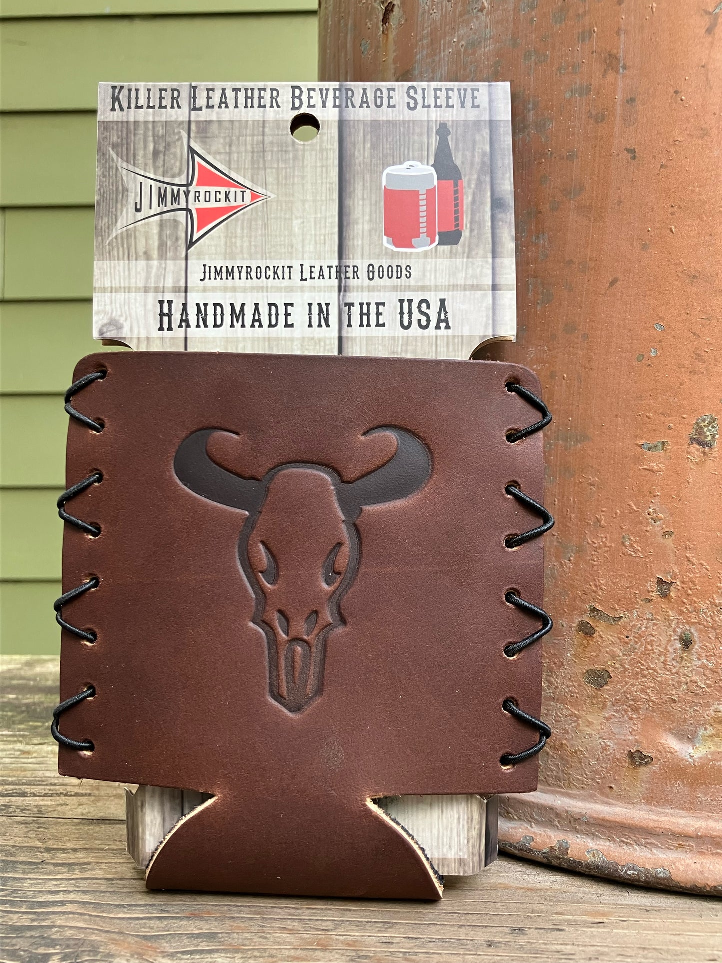 Leather Koozie - Cow Skull