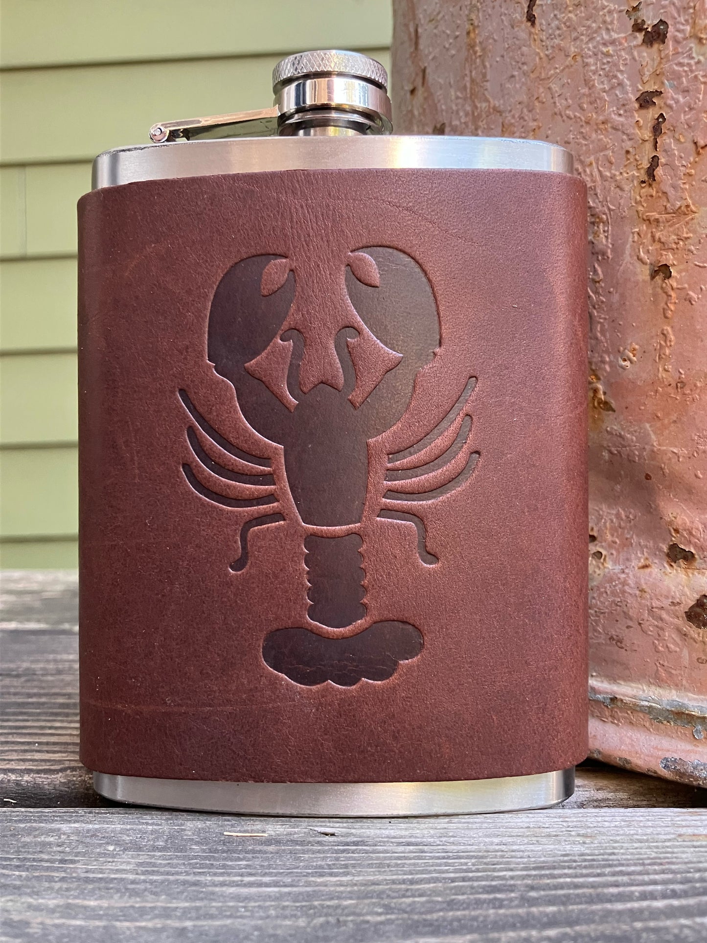 Leather Flask - Lobster Crawfish