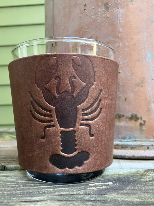 Leather Wrapped Whiskey Glass - Lobster Crawfish