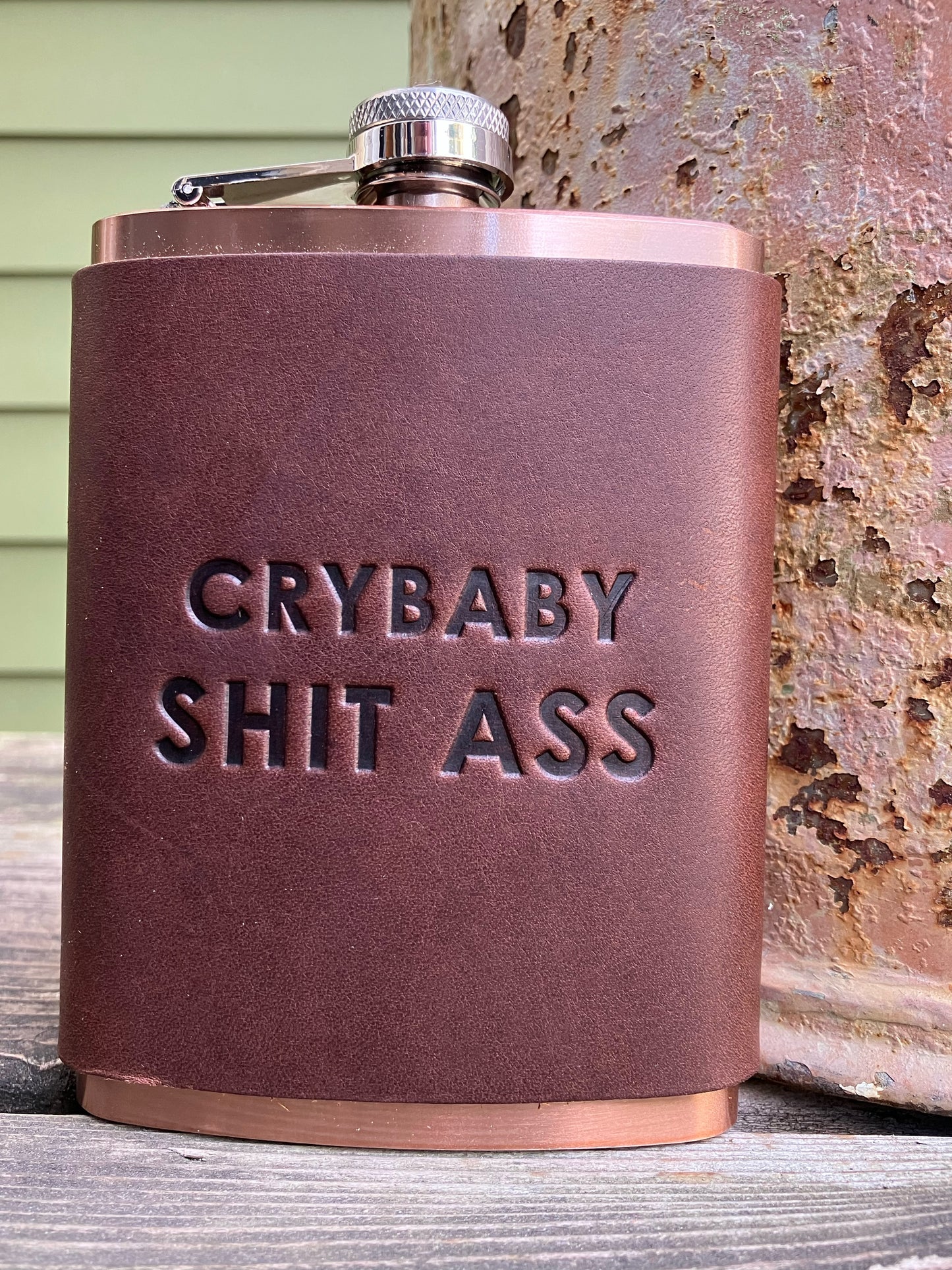 Leather Flask - Crybaby Shit Ass