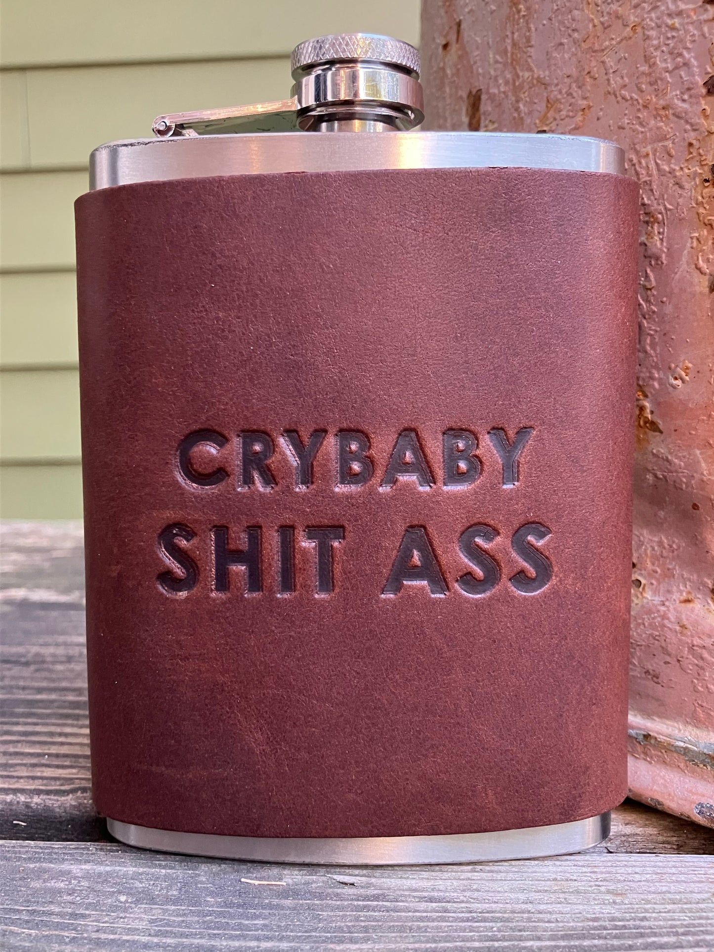 Leather Flask - Crybaby Shit Ass