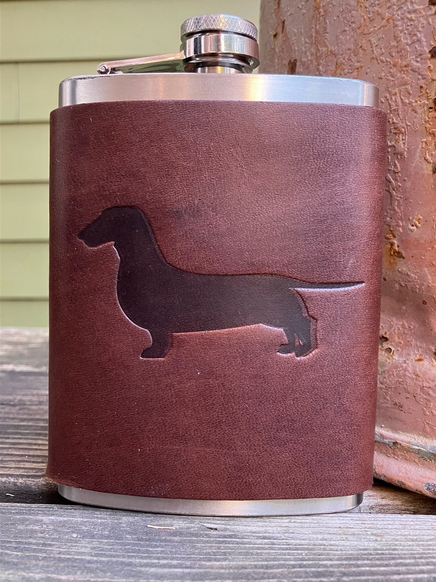 Leather Flask - Dachshund