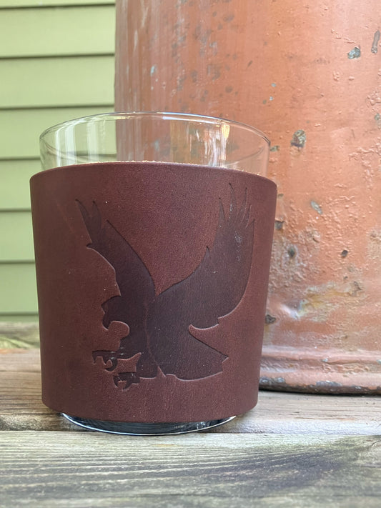 Leather Wrapped Whiskey Glass - Eagle