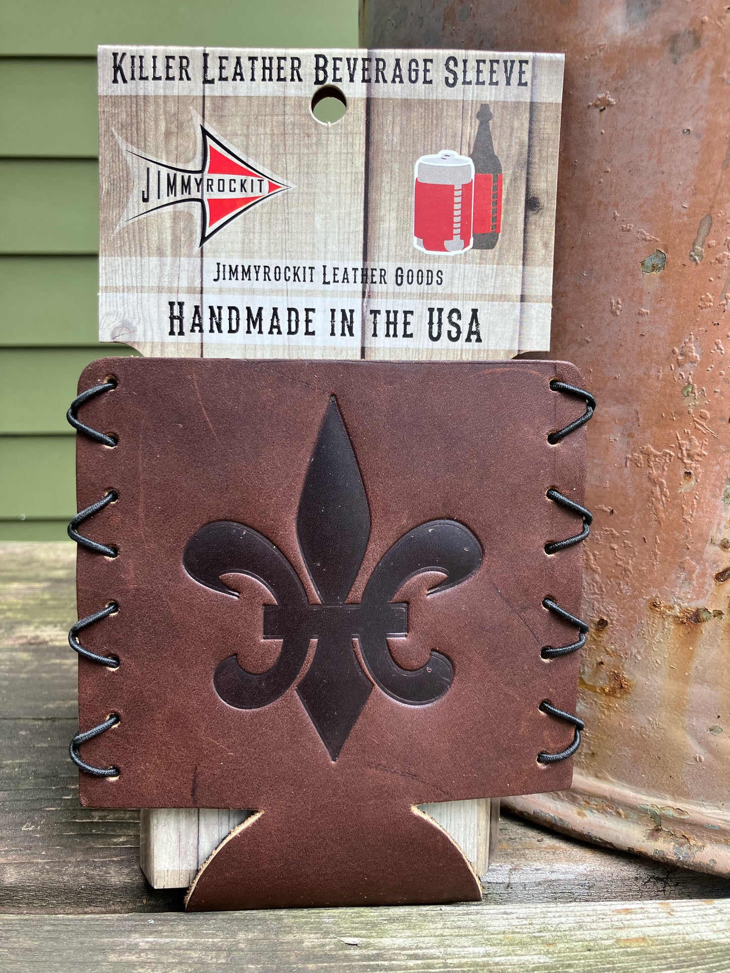 Leather Koozie - Fleur De Lis