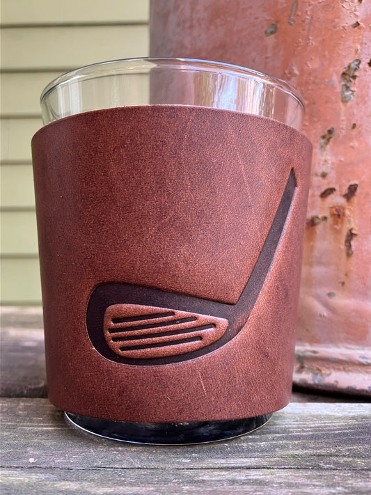 Leather Wrapped Whiskey Glass - Golf Club