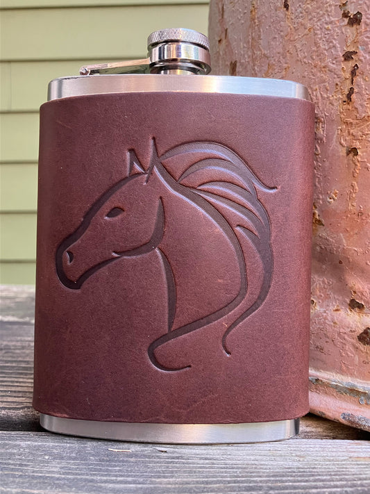 Leather Flask - Horse Thoroughbred