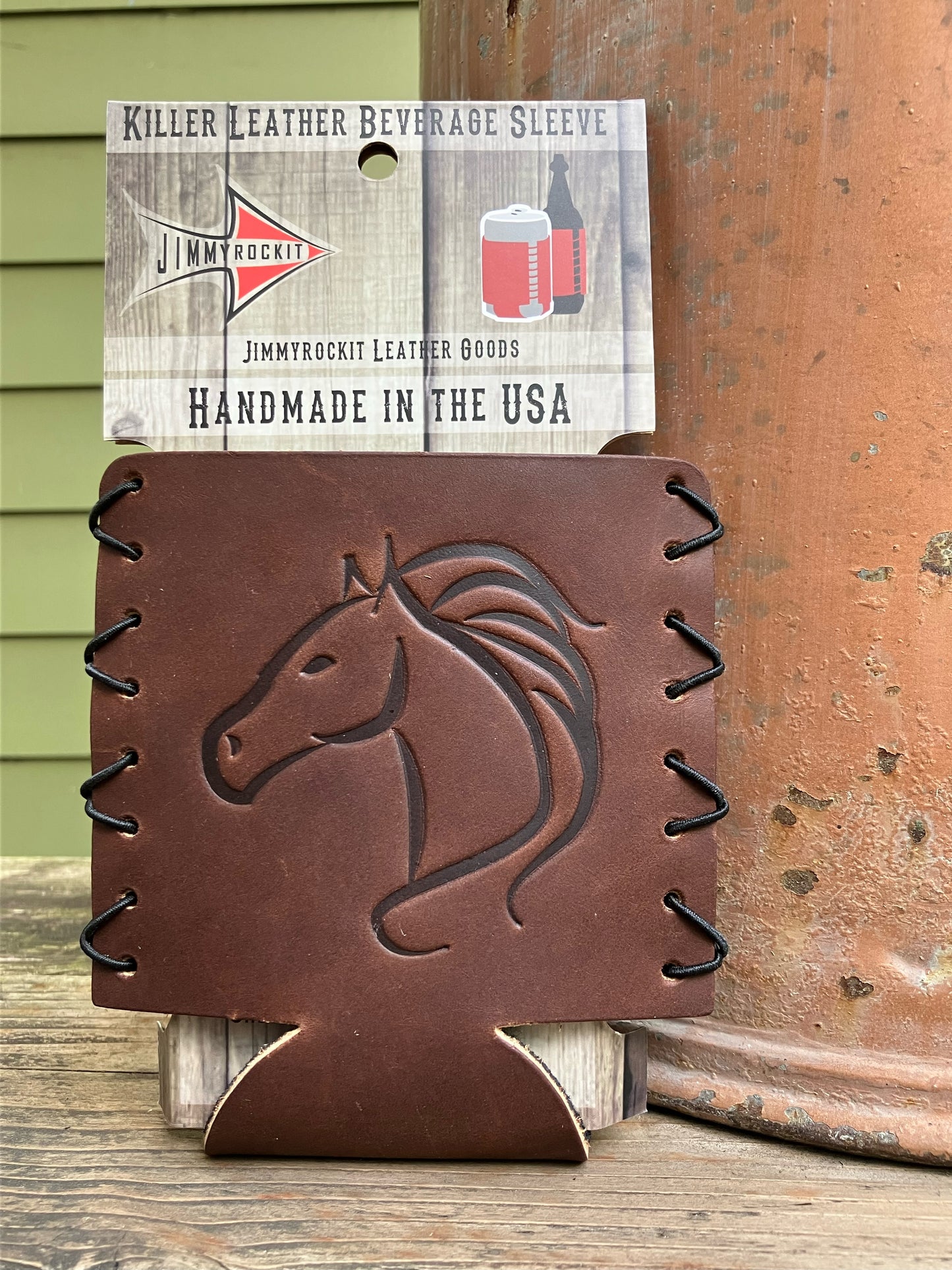 Leather Koozie - Horse Thoroughbred