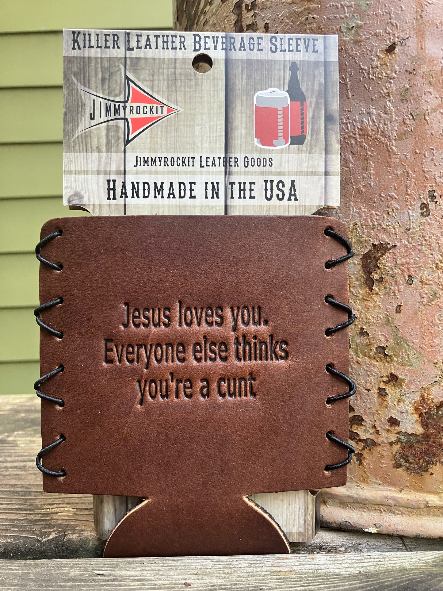 Leather Koozie - Jesus Loves You...Everyone else thinks