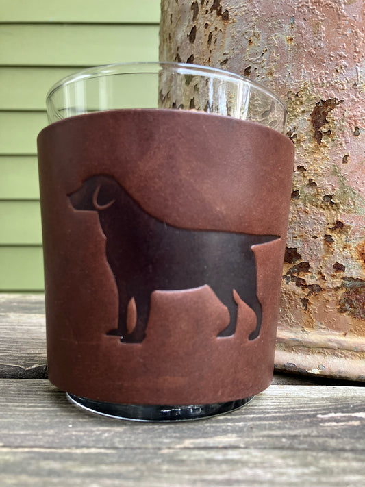 Leather Wrapped Whiskey Glass - Labrador Retriever