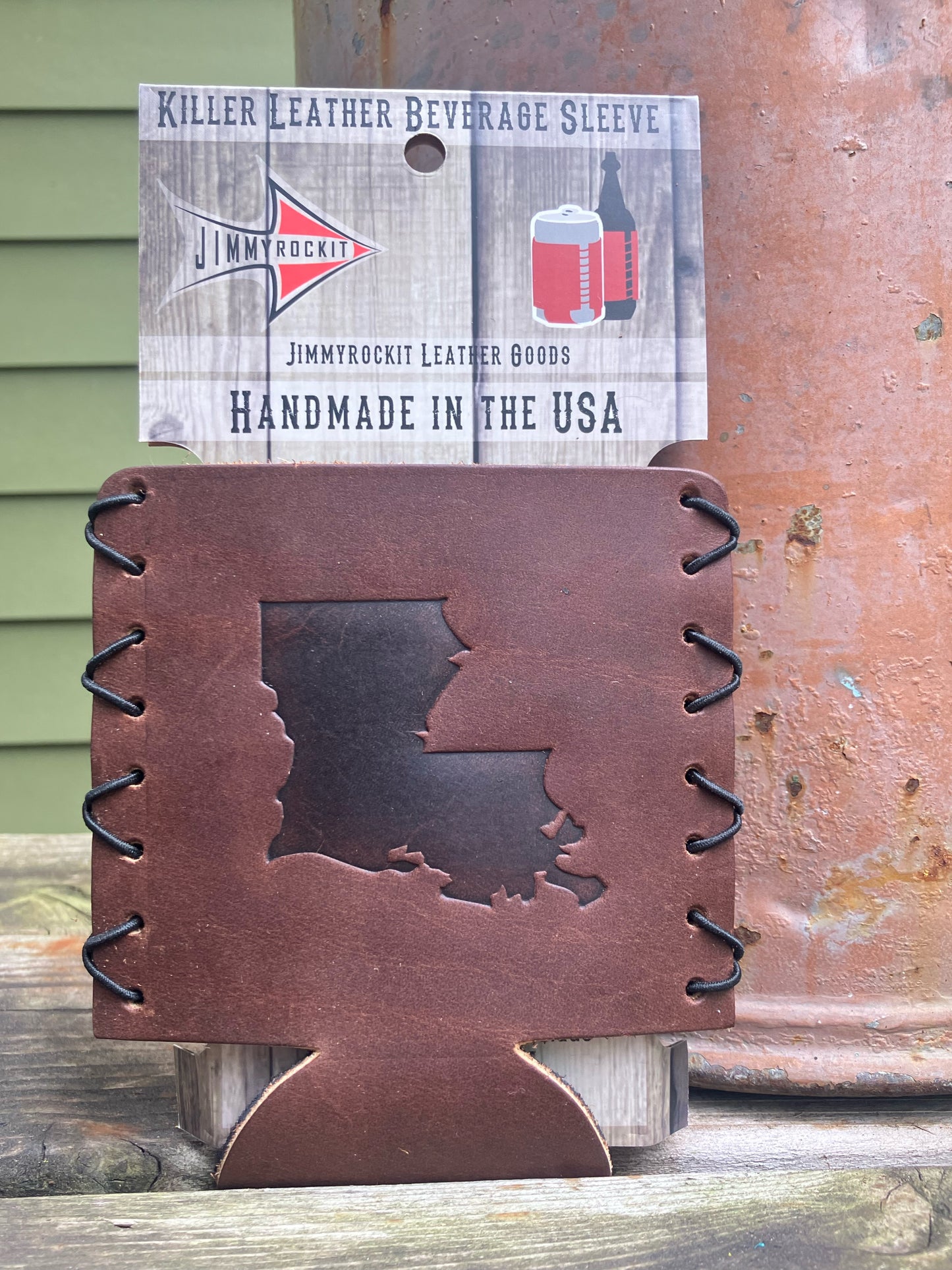 Leather Koozie - Louisiana