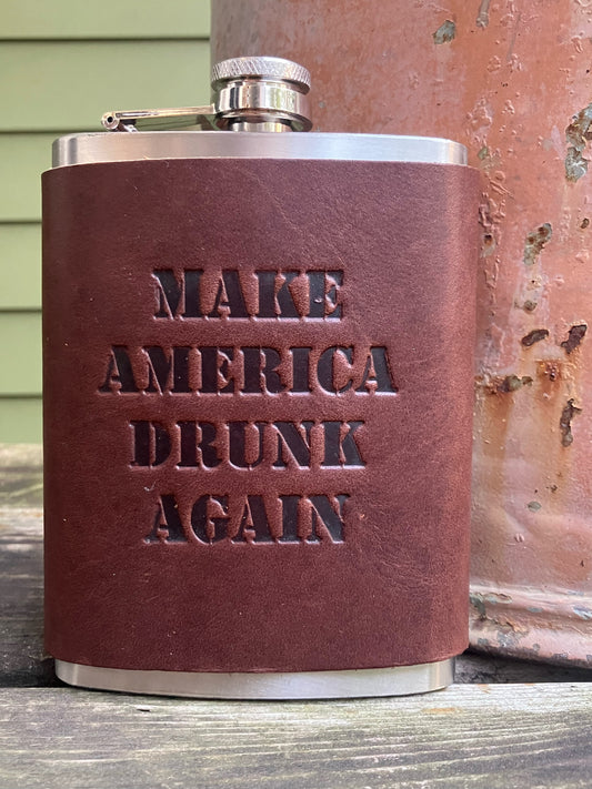 Leather Flask - Make America Drunk Again