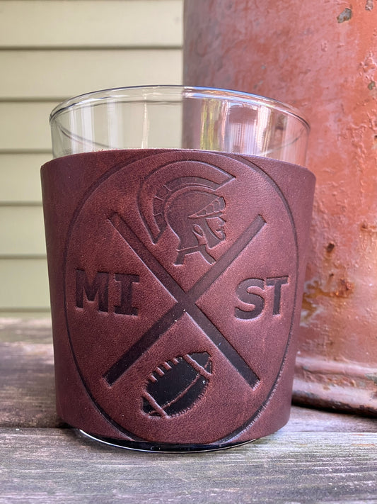 Leather Wrapped Whiskey Glass - Michigan State Football