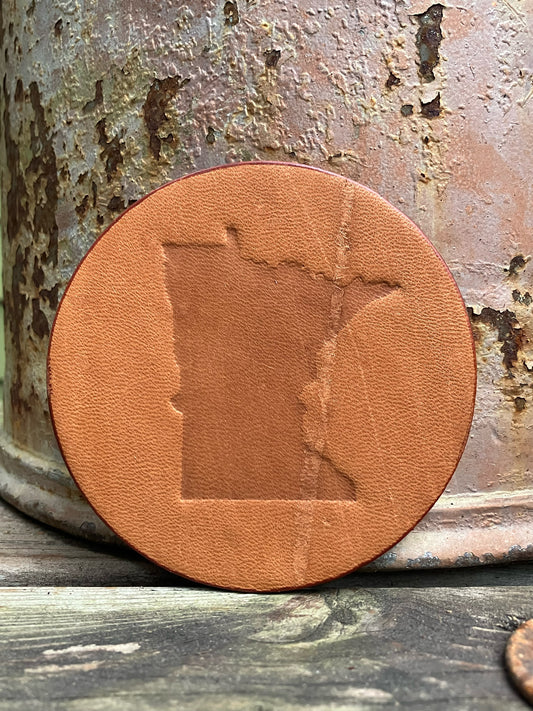 Leather Coaster - Minnesota