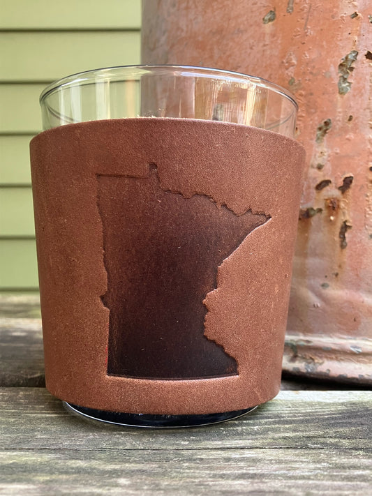 Leather Wrapped Whiskey Glass - Minnesota