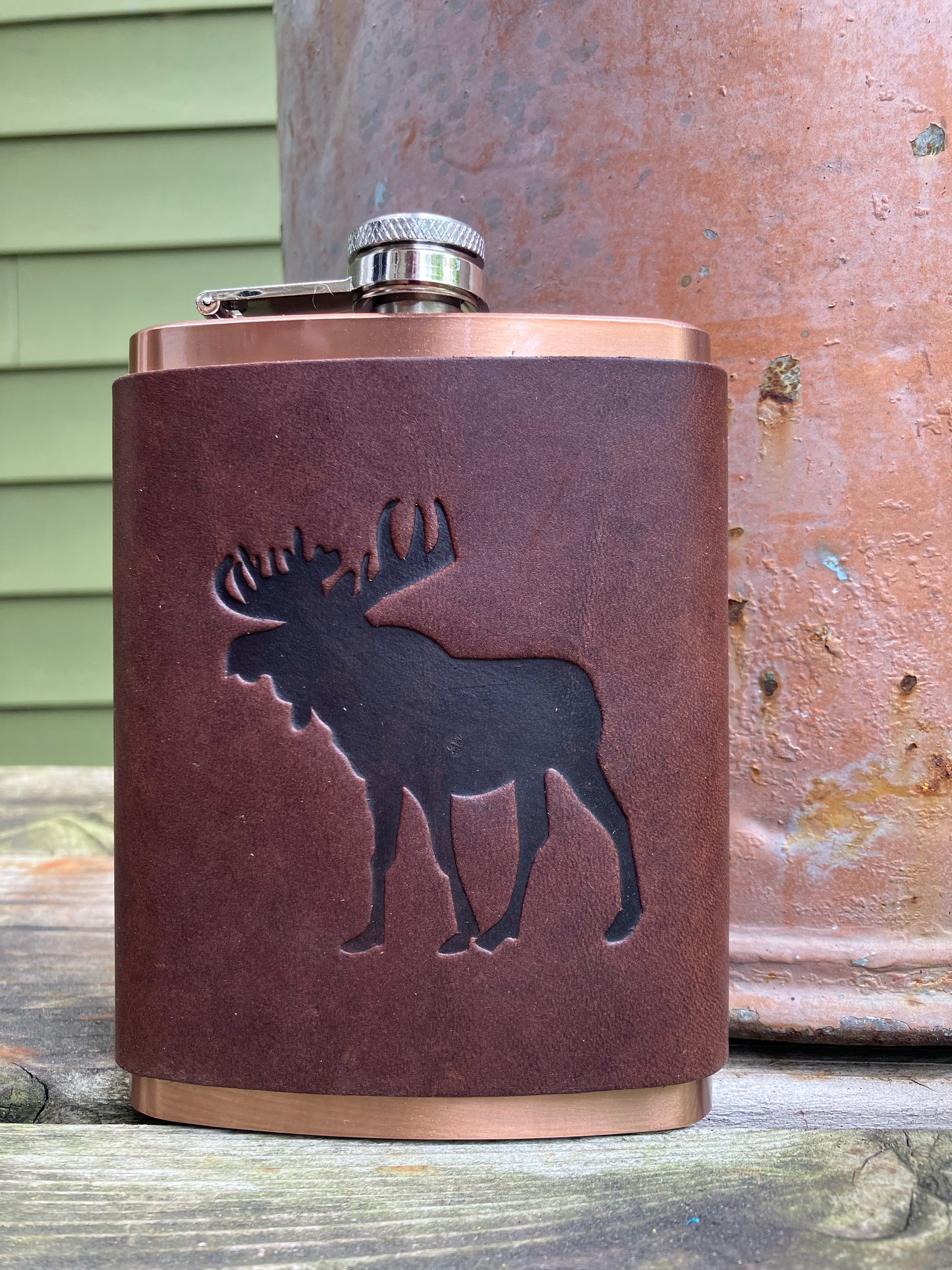 Leather Flask - Moose