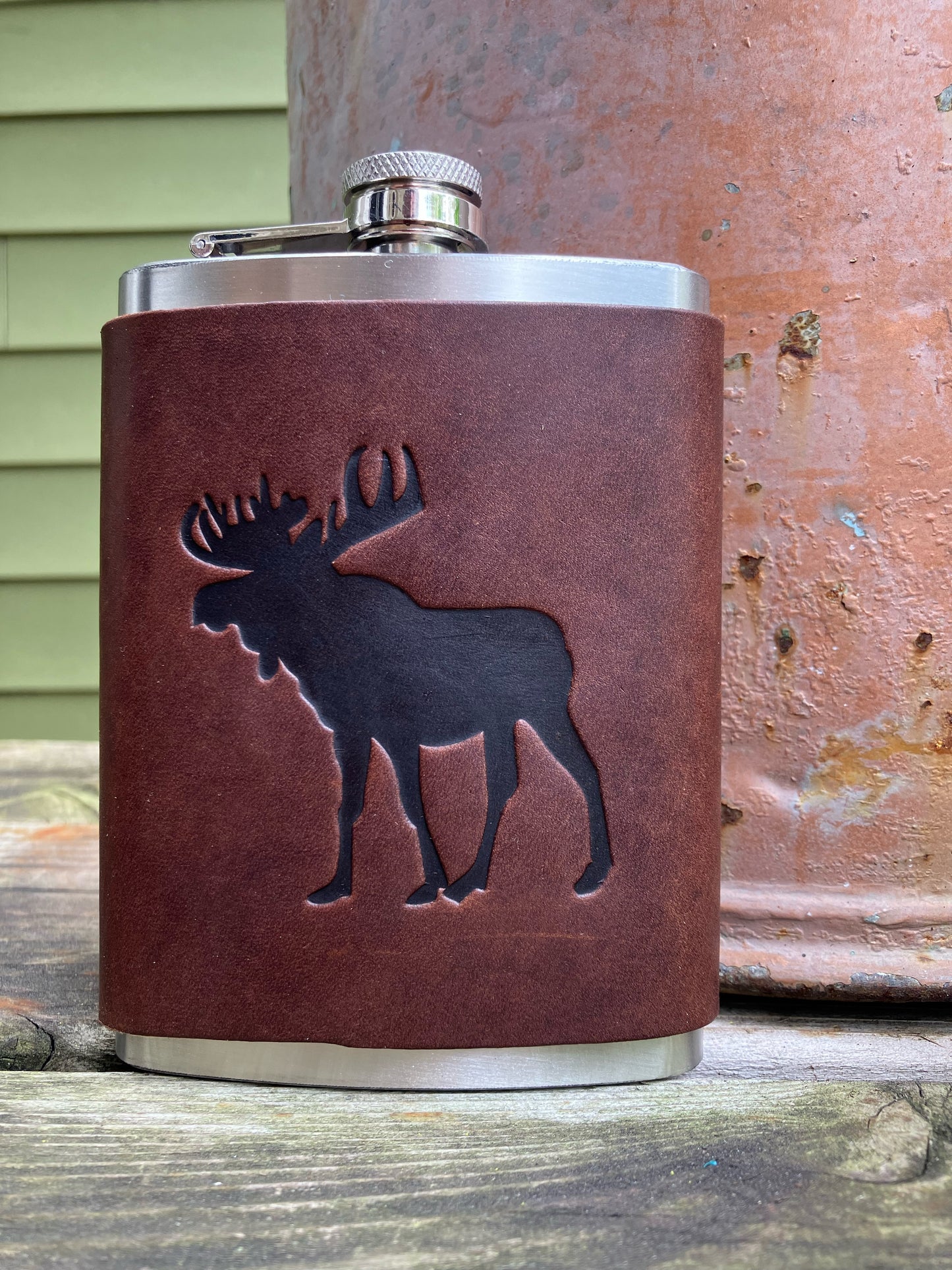 Leather Flask - Moose