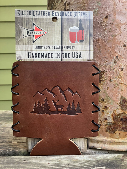 Leather Koozie - Mountains and Elk