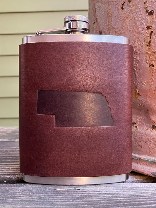 Leather Flask - Nebraska