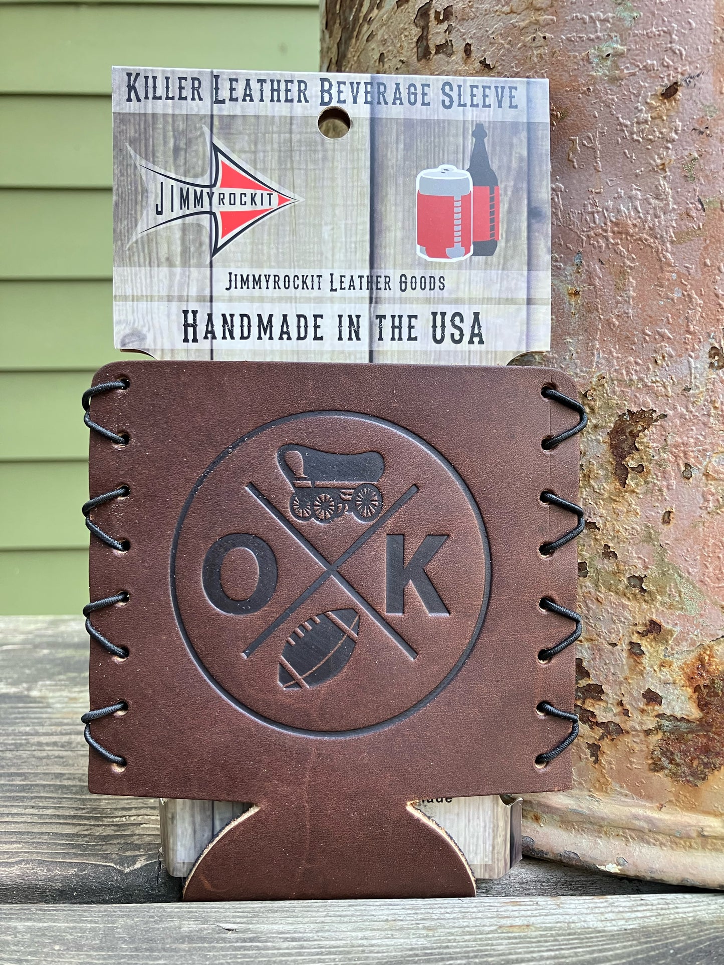 Leather Koozie - Oklahoma Football