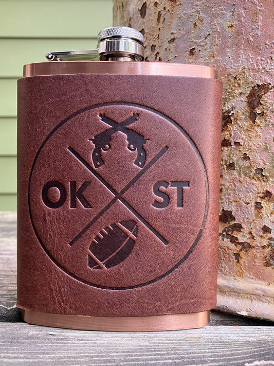 Leather Flask - Oklahoma State Football