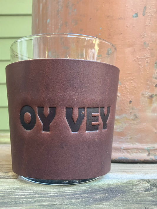Leather Wrapped Whiskey Glass - Oy Vey