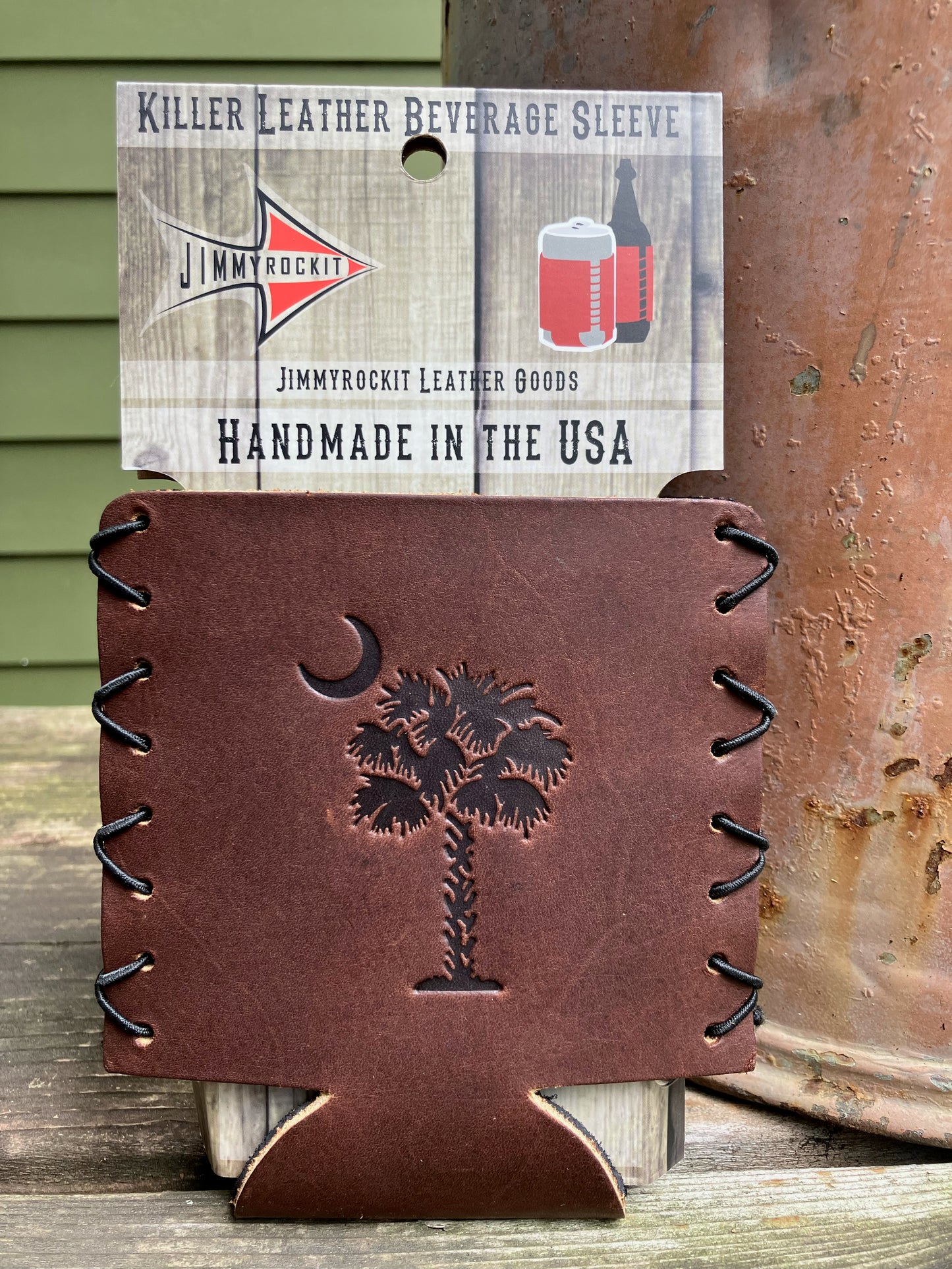 Leather Koozie - Palmetto Moon