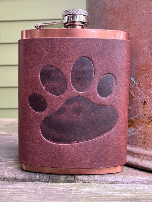 Leather Flask - Paw Print