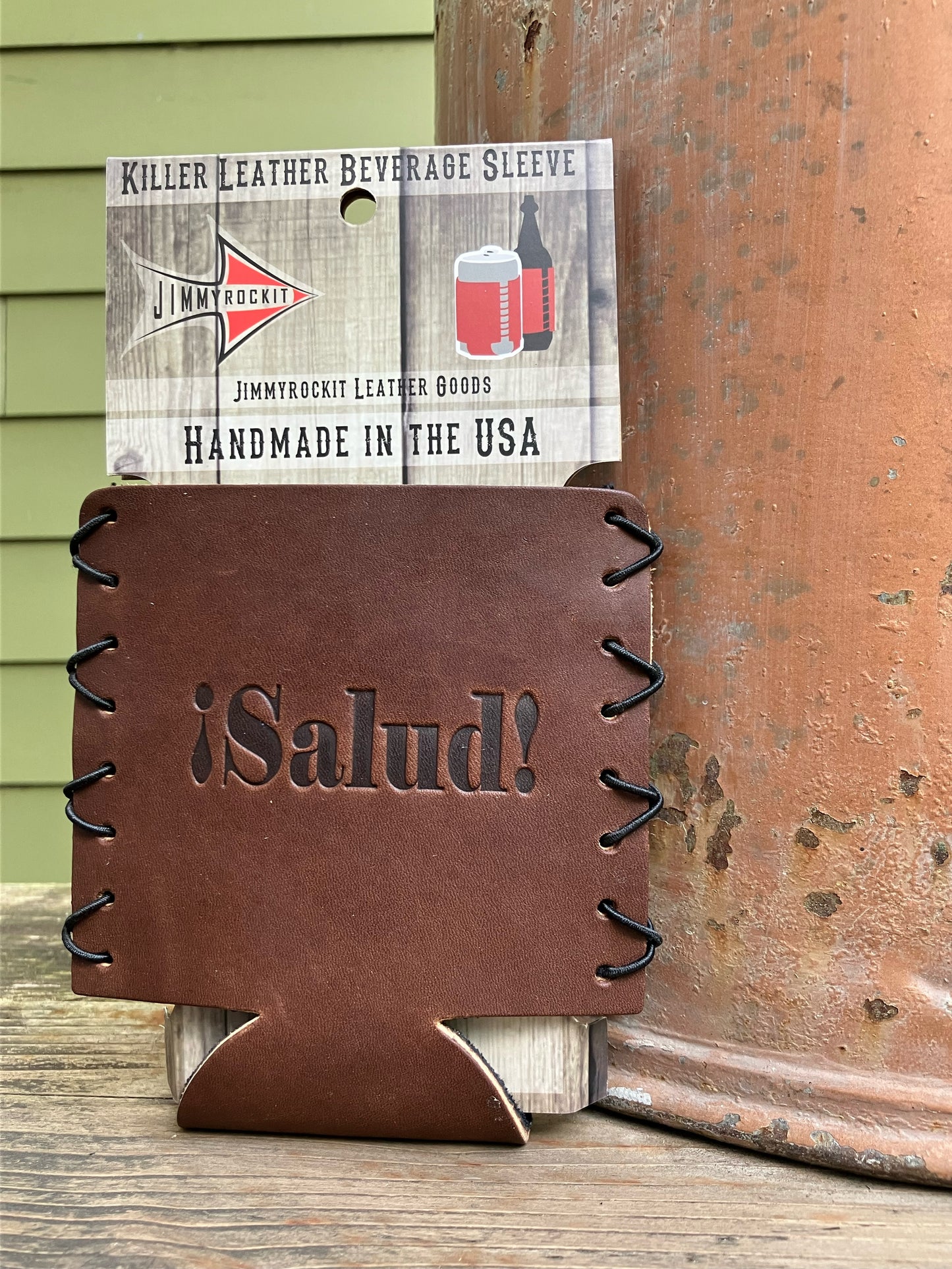 Leather Koozie - Salud