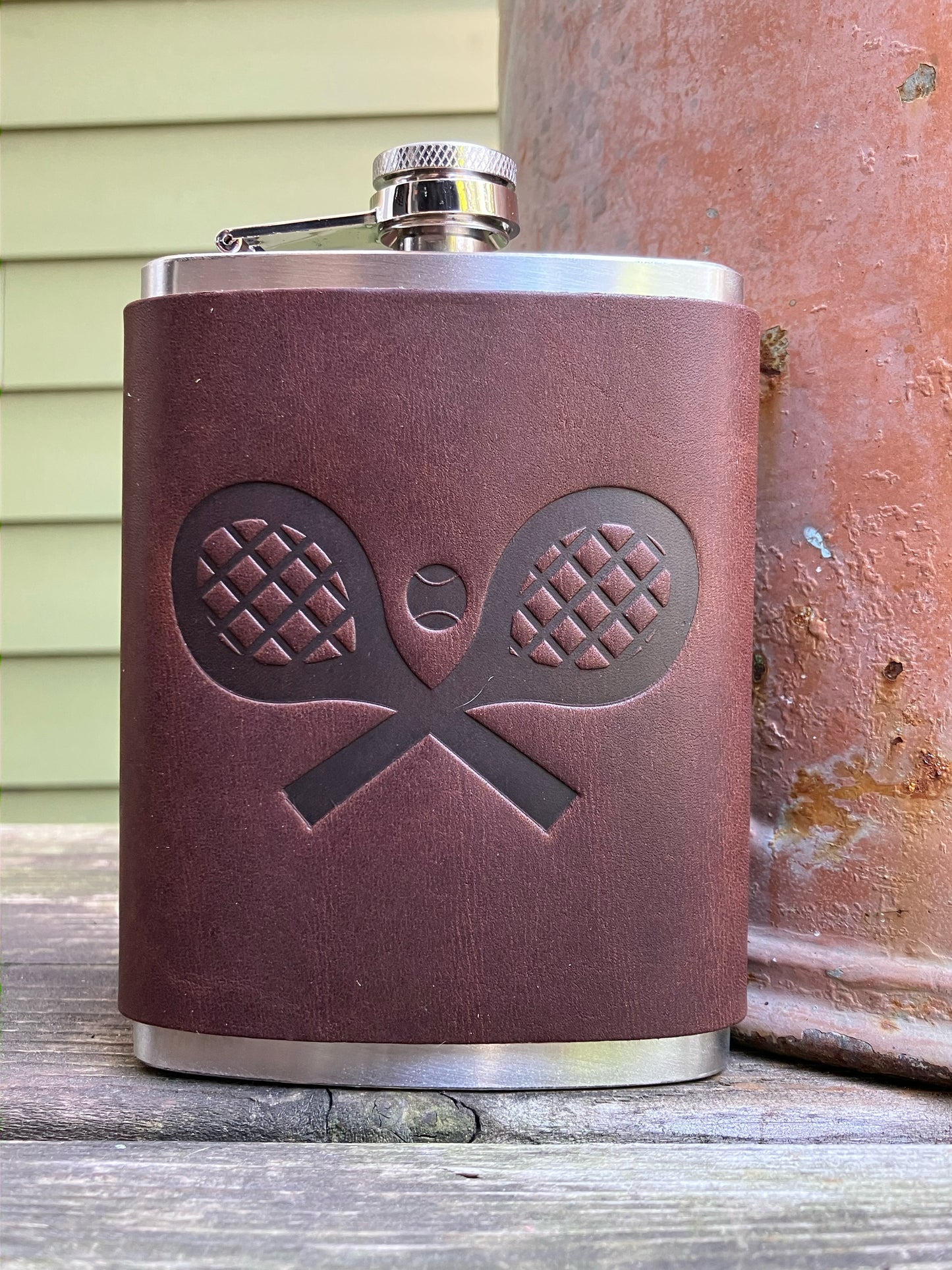 Leather Flask - Tennis Rackets