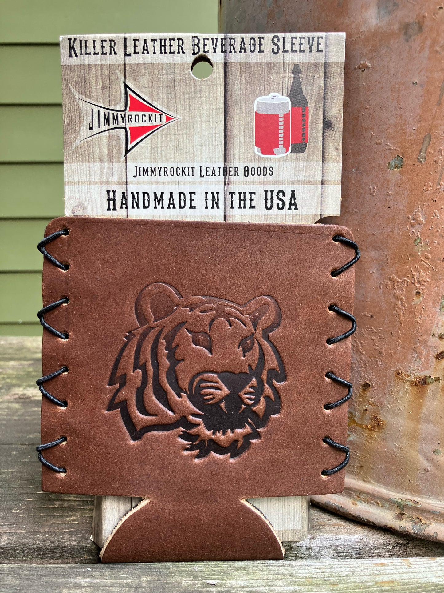 Leather Koozie - Tiger